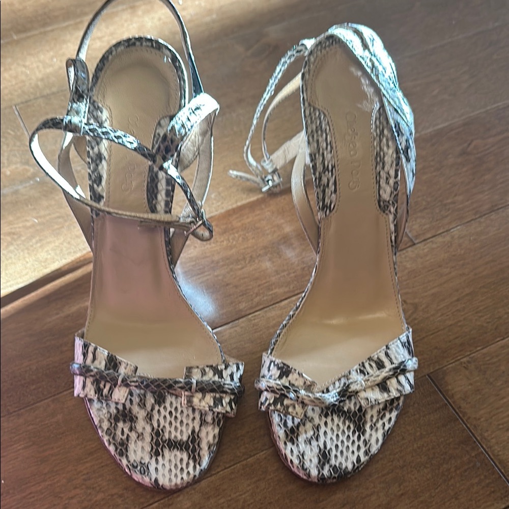 Maybe worn once Chelsea Paris heels size 39. Real snakeskin. Retails for $603.